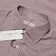 Luciano Barbera NWD Casual Button Down Shirt Size L in Red  Light Gray Check