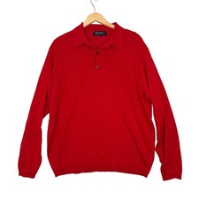 VTG St Croix Shop Long Sleeve Mens Polo Shirt XL Red Good USA Made Cotton Blend