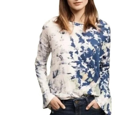 Anthropologie Top Bell Sleeve Boho Akemi + Kin Box Cropped Graffiti Print