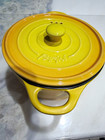 FARINI Enameled Cast Iron Round Casserole Dish w/ Lid 1.5 qt Yellow/Orange 7in — photo 1