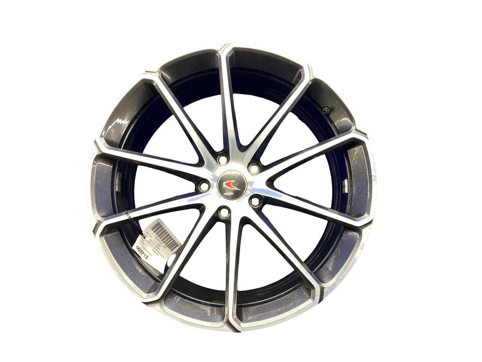 2016-2021 Mclaren 570s 19X8 5 V Spoke Wheel Rim Silver W/ Carbon Fiber Caps