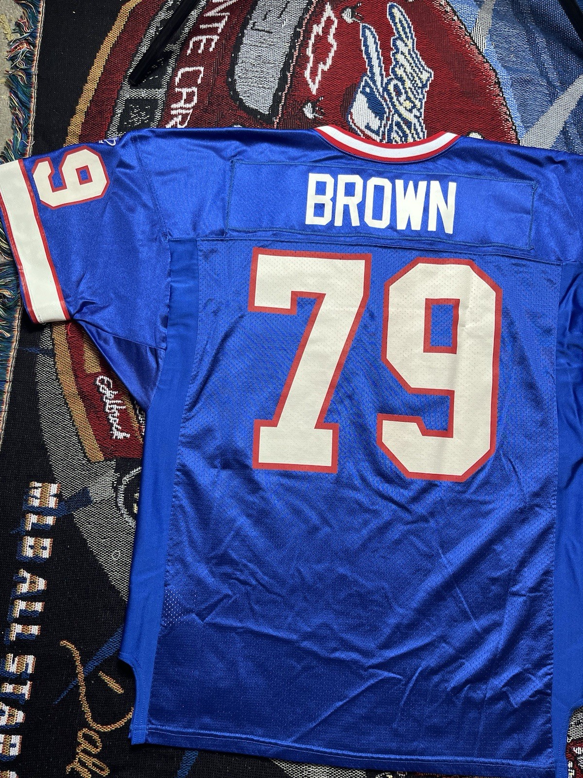 Vintage Buffalo Bills Logo Athletic Jersey Ruben Brown #79 Pro Cut Size 52