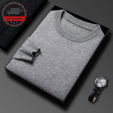 Image of Men's 100% Pure Wool Jumper Soft Knit Crew Neck Sweater Pullover Long Sleeves Me