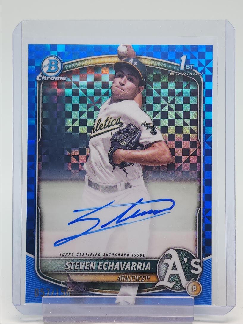 STEVEN ECHAVARRIA 2025 BOWMAN CHROME 1ST BLUE X-FRACTOR AUTO /150 Q4920