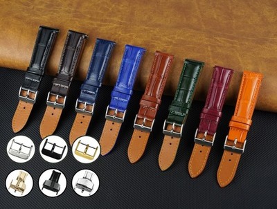 Padded Real Crocodile Leather Watch Band Men Crocodile Watch Strap Quick Release