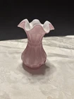 Fenton Dusty Rose Overlay Ruffle Vase