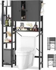 Over the Toilet Storage Cabinet with Doors - 7 Tier Bathroom Organizer with Adju