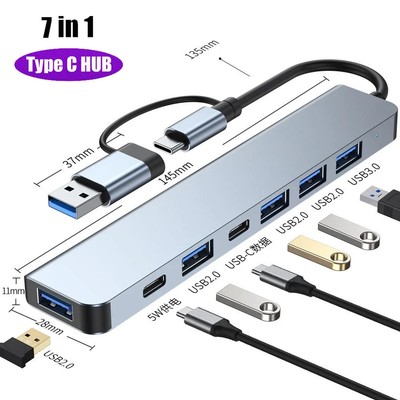 USB C Hub 8 in 1 Adapter USB 3.0 Verteiler Splitter TV Notebook Laptop Handy