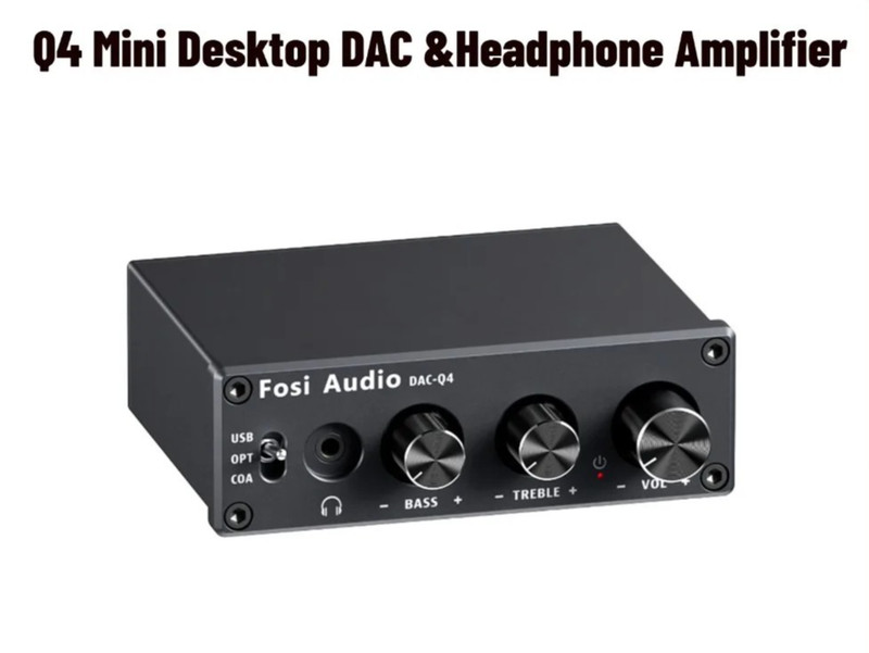 Q4 Headphone Amplifier DAC Converter Mini Stereo for Home/Desktop Powered UK