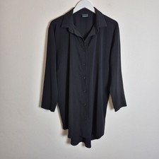 Dreams S Black Crepe Longline Shirt Blouse Dress Relaxed Oversized Loose Fit