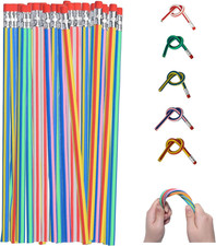 40PCS Bendy Fun Pencils for KidsMagic Bendable Flexible Colorful Stripe Soft Ru