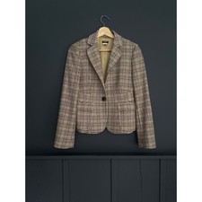 J. Crew Wool Blend Houndstooth Blazer Brown Tan Dark Academia Size 0