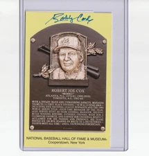 Bobby Cox Atlanta Braves MLB Hall Of Fame Hand Signed Autographed Plaque JSA COA