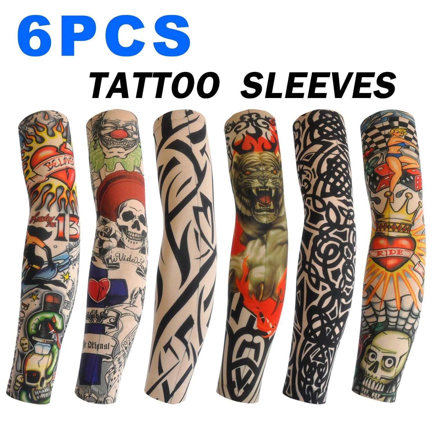 6PCS Tattoo Arm Sleeves UV Protection Elastic Covers for Cycling & Parties
Opens in a new window or
