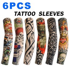 6PCS Tattoo Arm Sleeves UV Protection Elastic Covers for Cycling  Parties