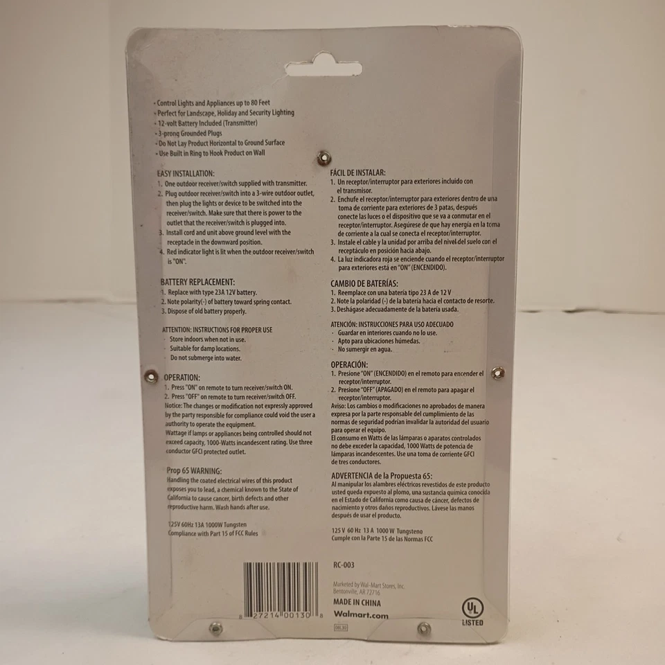 Holiday Time Outdoor Wireless Remote Control - Controls Lights and Appliances  - Image 2 of 3