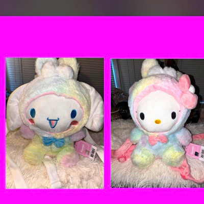 Bundle of 2  Sanrio rainbow plush backpacks with rainbow gradient