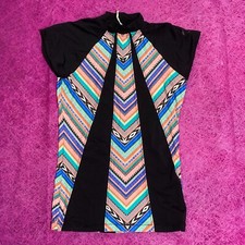 RIP CURL Womens XS Black Multicolor Rashguard Surf Swim Cap Sleeve CARMENITA