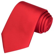 63'' XL Tie Mens Extra Long Solid Satin Necktie For Big And Tall Men Red