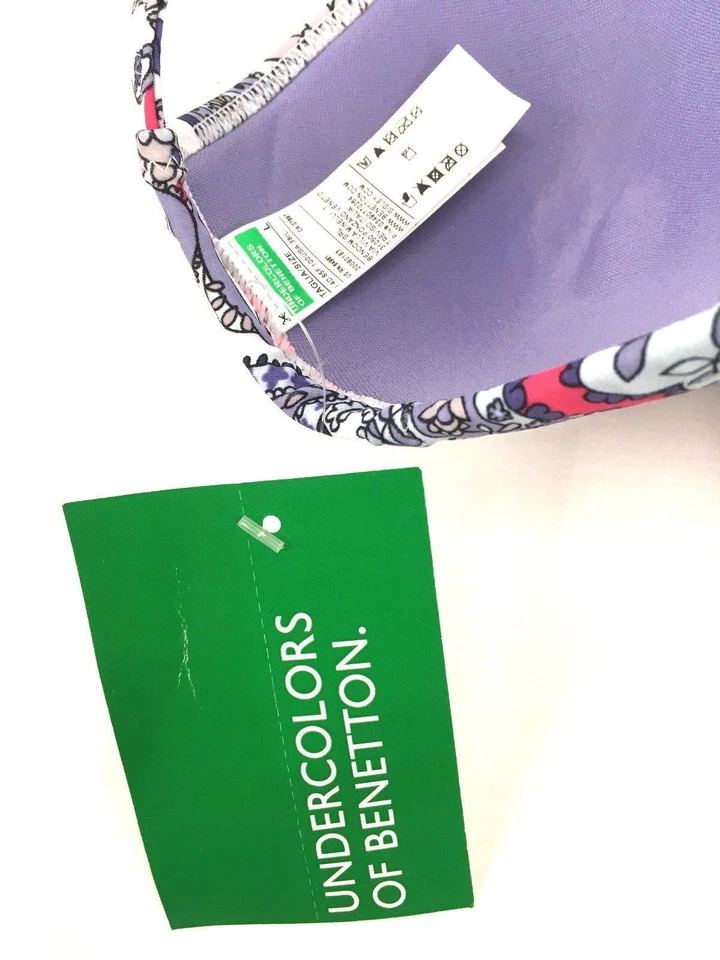 Top de Bikini Undercolors Of Benetton Púrpura Paisley Punk Acolchado Grande L Surf Natación Foto 3 de 4