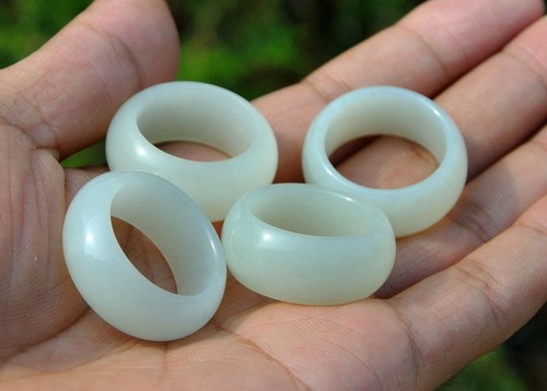 20.5mm Natural White Hetian Nephrite Jade Band Ring Size 11 Fine Jewelry - Picture 2 of 5
