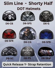Daytona On Sale Smaller Profile DOT Motorcycle Half Helmet Skull Flame Graphics