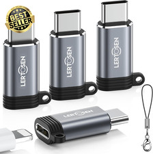 Lightning Female to USB-C Male Adapter (4 Pack), Charger Converter for iPhone 15
