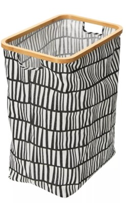 HOUSEHOLD ESSENTIALS Bamboo Rimmed Rectangular  Krush  Hamper w/ Cutout Handles