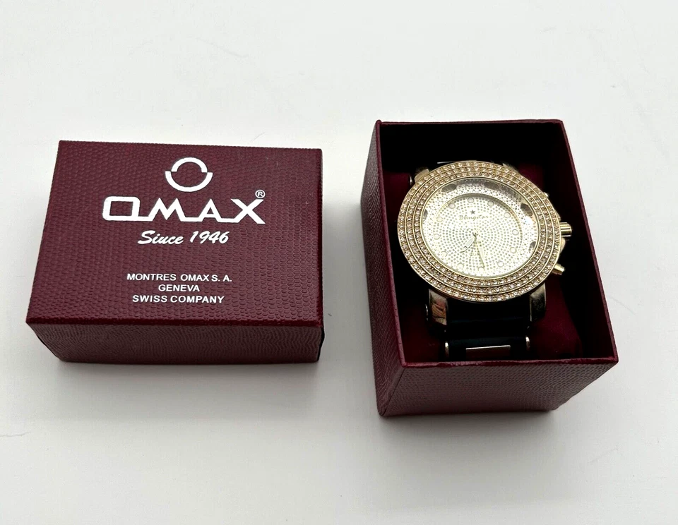 Reloj de lujo OMAX ET-1020 Blingstar dorado y CV helado hip hop acero inoxidable Foto 3 de 4