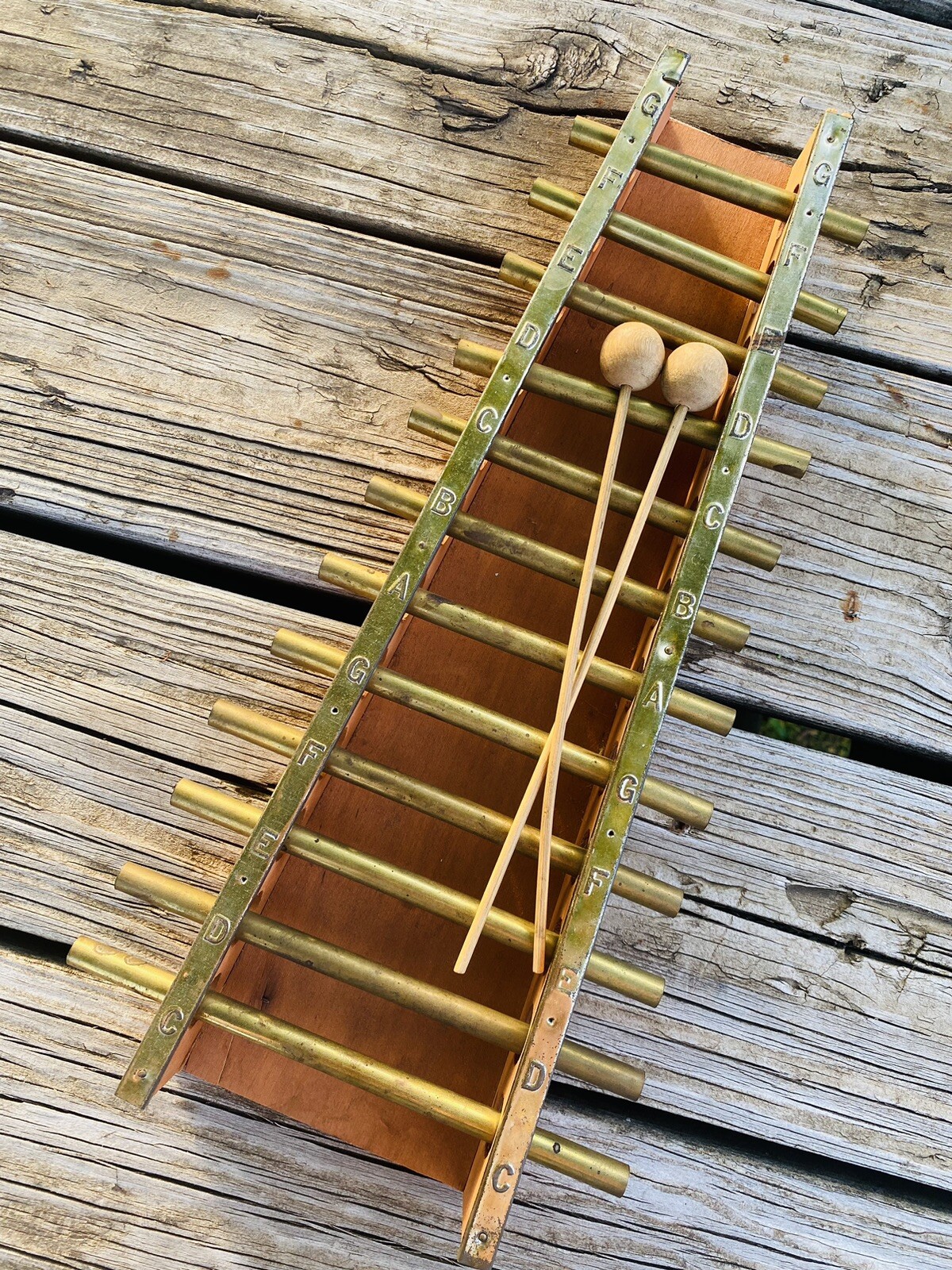 Vintage Antique wood brass xylophone music instrument eBay