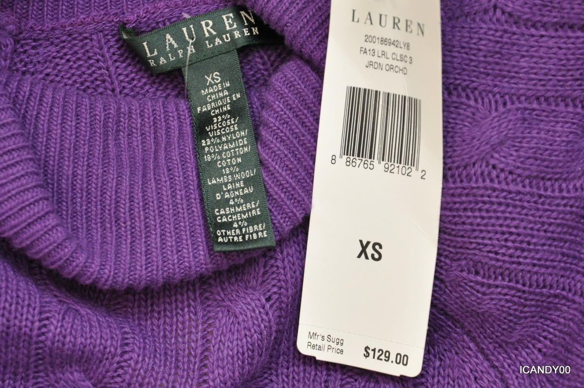 POLO ラルフローレン Nwt RALPH LAUREN Cable Knit Oversized Turtleneck Sweater Pullover