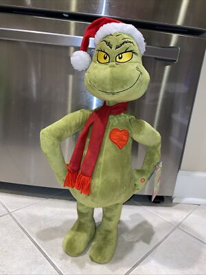 New Plush Dr Seuss The Grinch Christmas Holiday Greeter Display Light Heart 24 