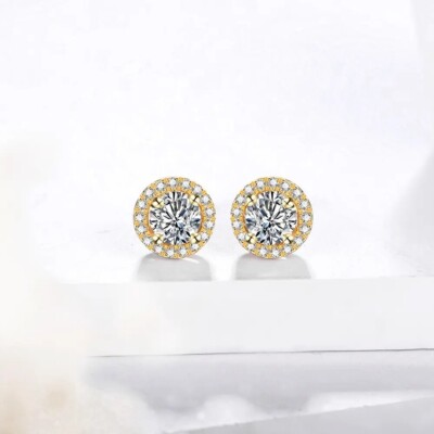 0,5ct Ohrringe Gelbgold Diamant Testpass Laborgefertigt VVS1/D/Brillant
