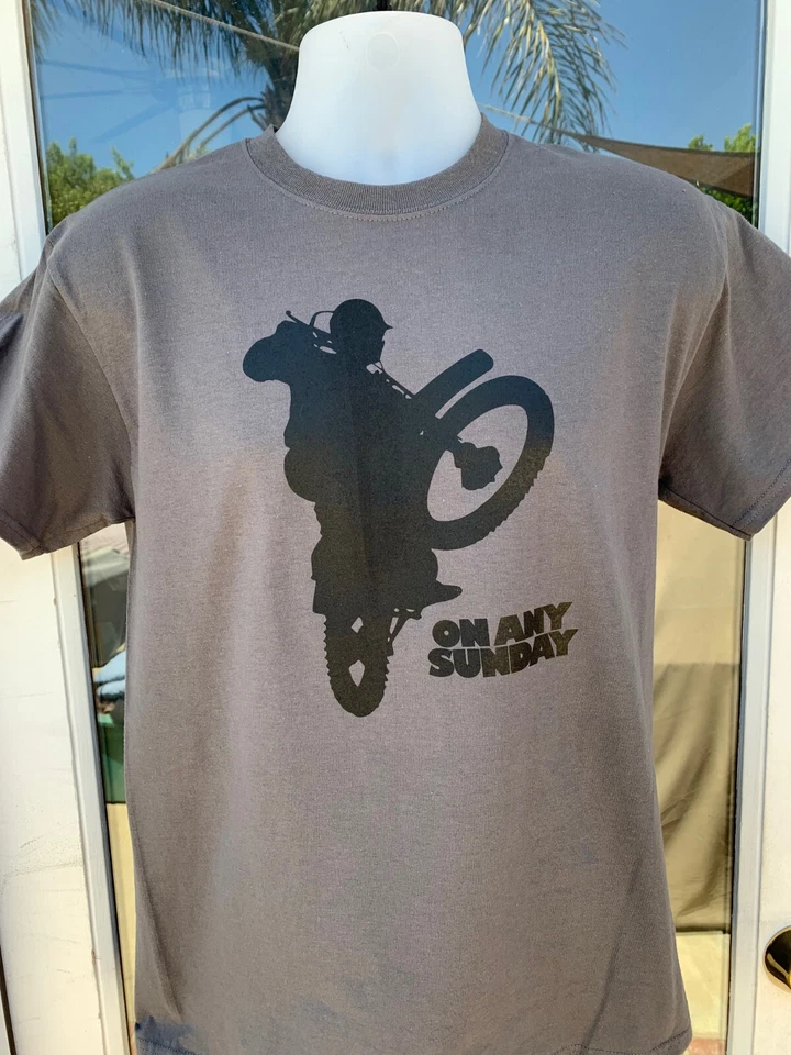 CAMISETA NUEVA EN CUALQUIER PELÍCULA DE DOMINGO GRIS STEVE McQUEEN PELÍCULA MOTOCICLETA MOTOCROSS FMF Foto 2 de 3