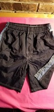 Boys Navy Blue Swim Trunks W/Lt. Blue Stripes On Both Sides, Size 6