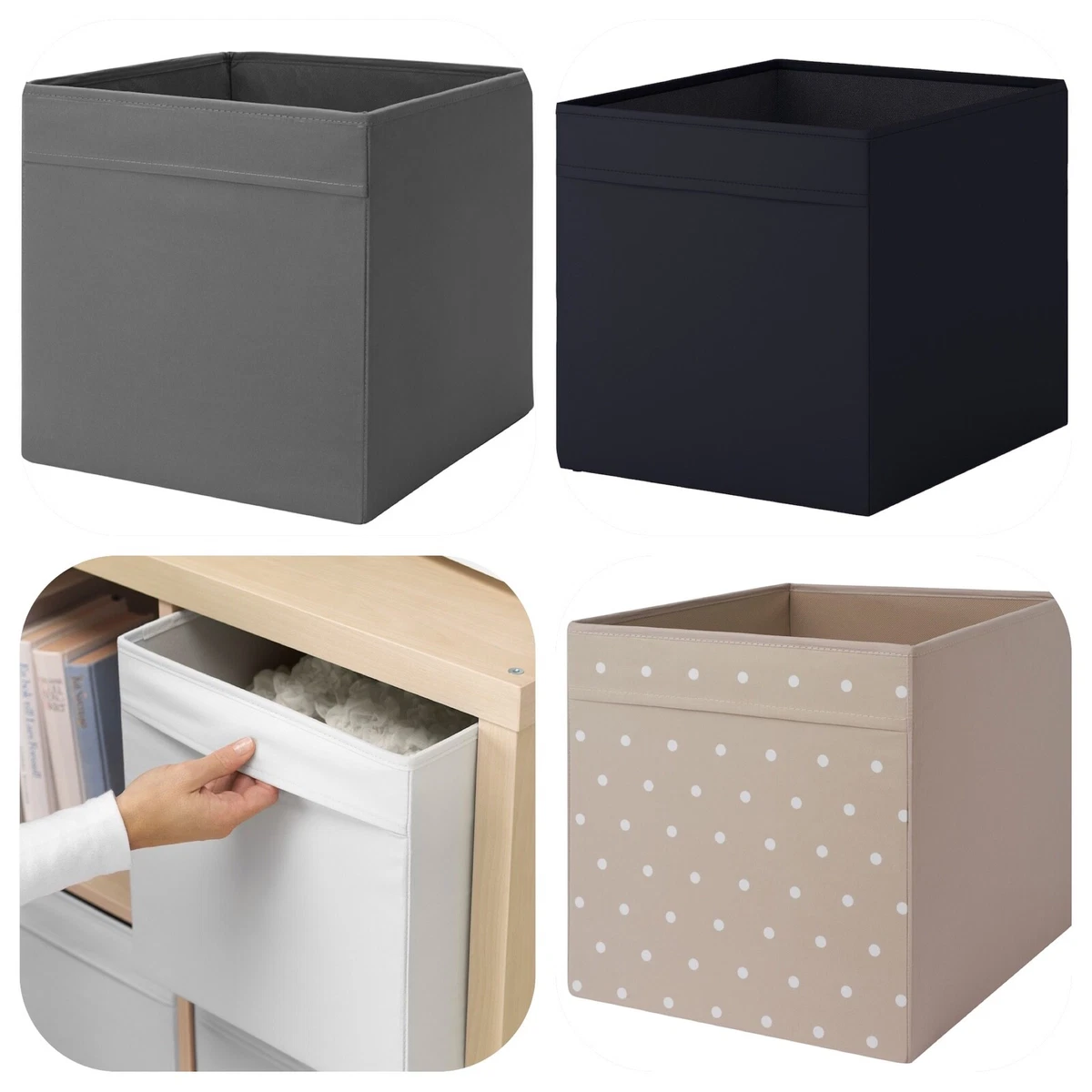 IKEA Drona Storage Box Canvas Shelf Folding Organiser Kallax Insert Boxes