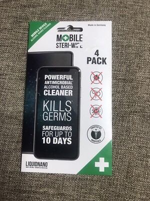 Liquidnano Mobile Steri Wipe 4 Pack Screen Cleaner Protector Safeguards 10 Days!