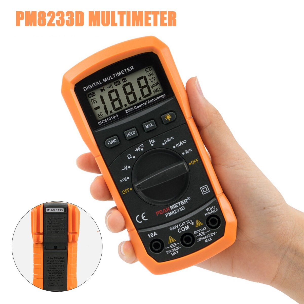 PM8233D Multimeter Auto Range 2000 Count AC DC Volt Amp Ohm PM8233D Multimeter Auto Range 2000 Count AC DC Volt Amp Ohm