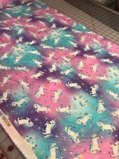 New "Happy Unicorns" 100 Cotton Fabric 47"L x 42"W