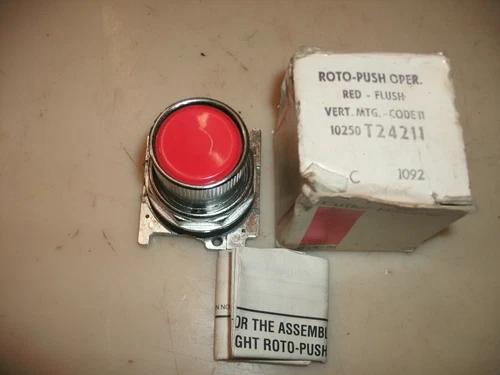 EATON CUTLER HAMMER 10250 T24211 RED FLUSH MOUNT OIL TIGHT ROTO-PUSH OPERATOR