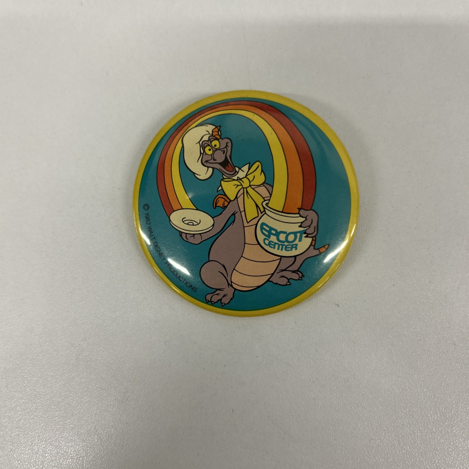 1982 Walt Disney Productions Epcot Center Rainbow Figment Dragon Pin Pinback Vtg