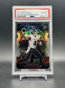 2022 Panini Select Football Black and Red Prizm Die-Cut Desmond Ridder #36 PSA 10
