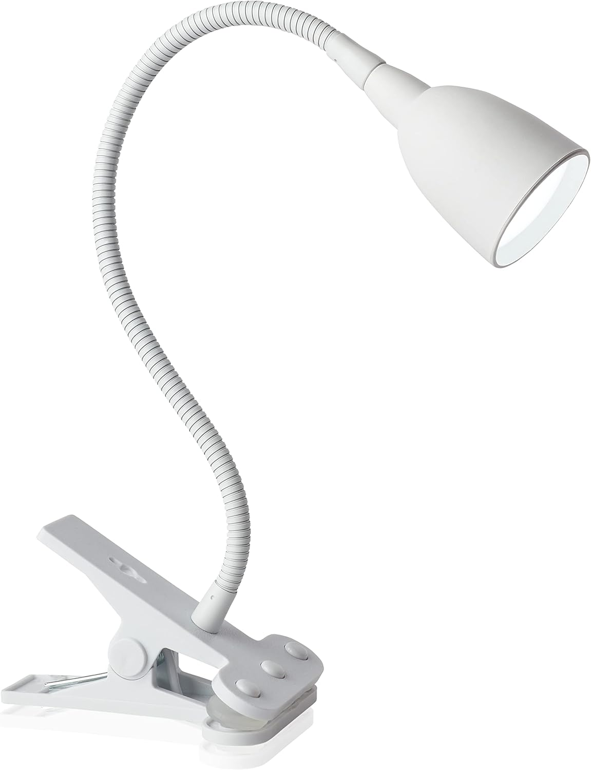 NHCLP-OL-WH Olivia LED Clamp Light Desk Lamp with Flexible Gooseneck, 3 Brightne
