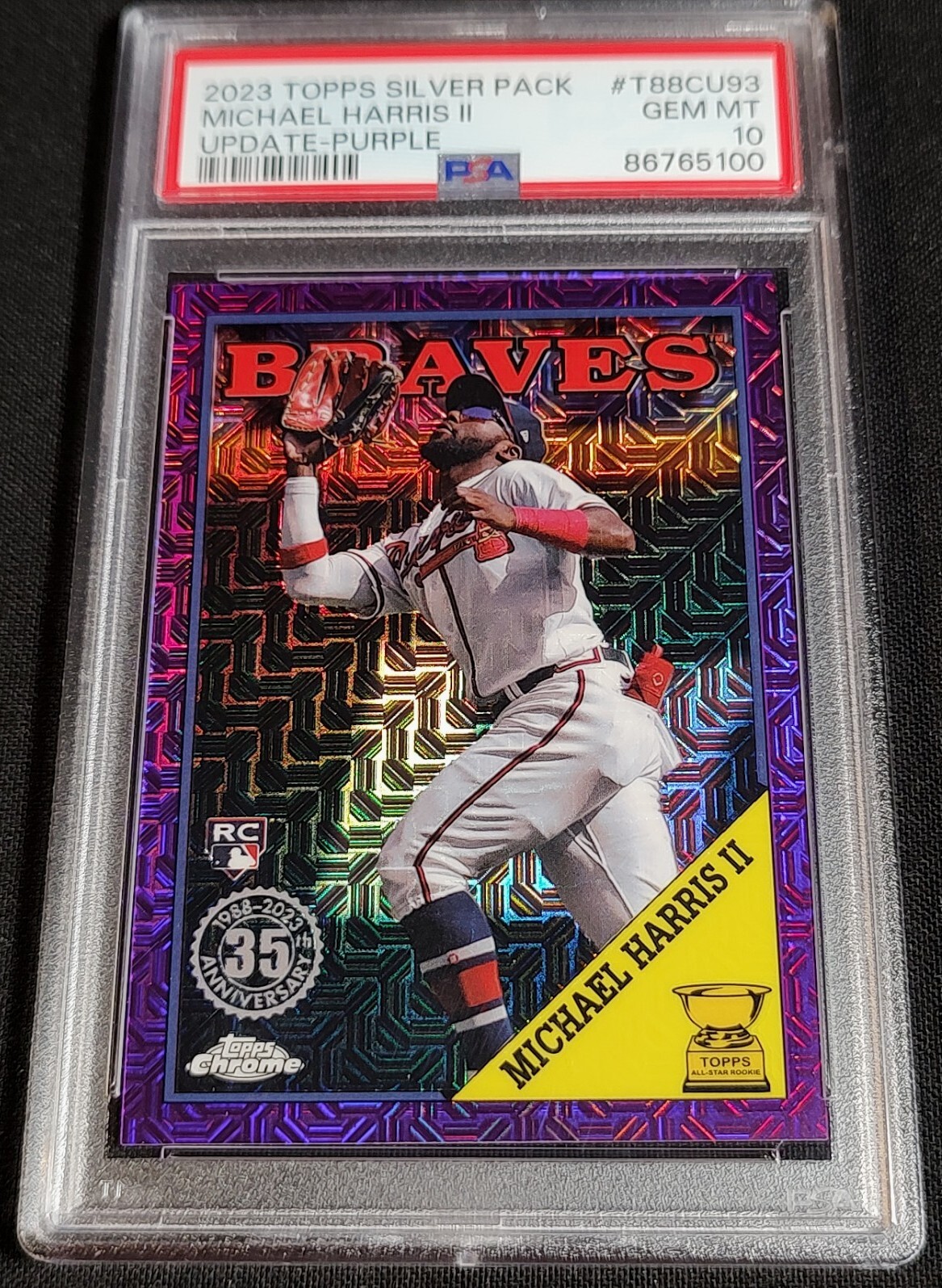 PSA 10 1/1 RC /75 MICHAEL HARRIS PURPLE REF ROOKIE 2023 Topps Silver Pack Update