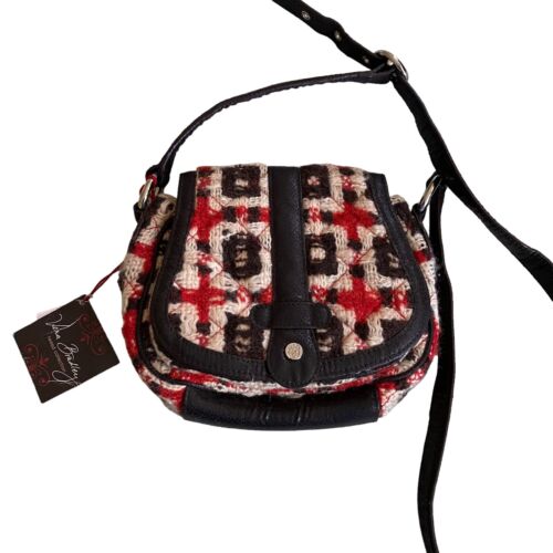 VERA BRADLEY Mini Saddle Bag in Tweed NWT Black Red Beautiful FALL/WINTER Bag - Picture 1 of 6