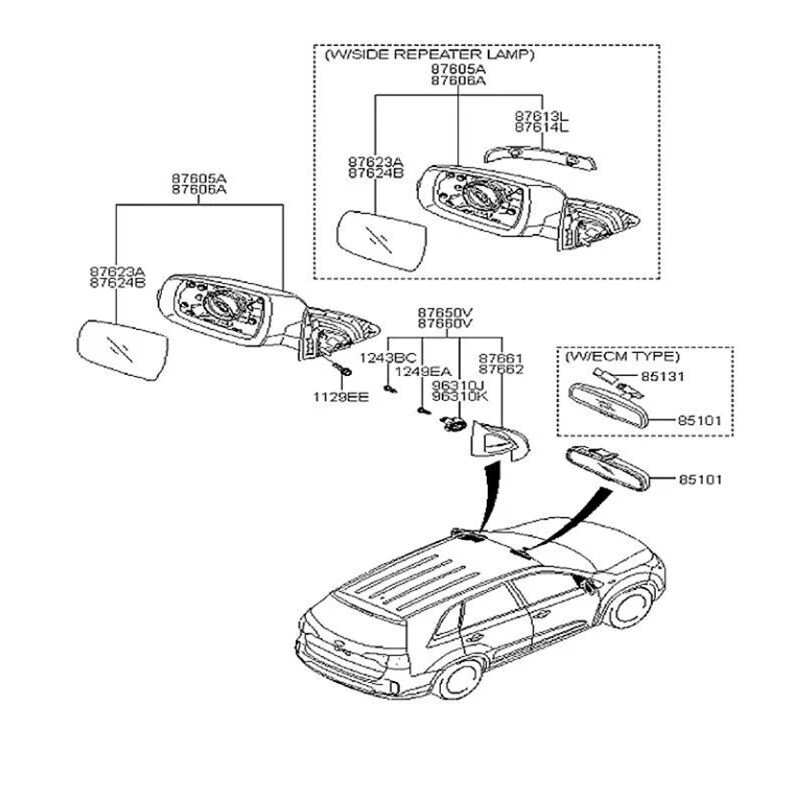 NUEVO ESPEJO RETROVISOR INTERIOR TRASERO APTO PARA HYUNDAI SANTA FE SONATA ELANTRA 85101-3X100 Foto 4 de 4