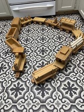 VINTAGE WOOD TRAIN SET Large 12 Total Cars One Connected Damaged See Photos 