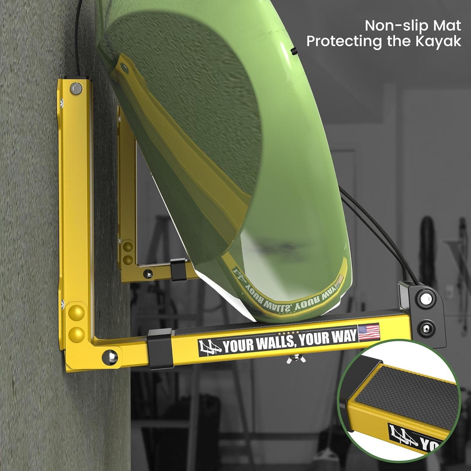 Foldable Kayak Wall Rack | Heavy-Duty 9.5-13.8" Kayak Storage Rack Hanger