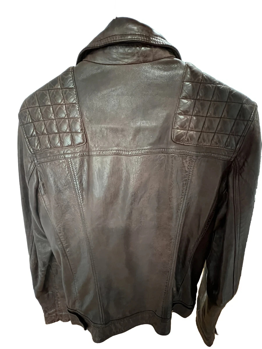 All Saints Conroy Leather Biker Jacket in Oxblood Extra Small (XS)