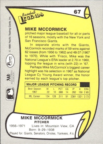 1988 and 1989 Pacific Baseball Legends MLB Set Break #1-#220 — You Choose! - Picture 135 of 441